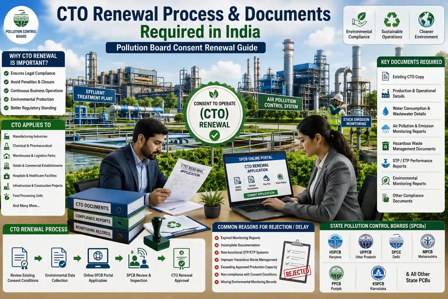 Pollution Control Board CTO renewal process with compliance requirements,
                       hazardous waste records, monitoring reports and consent conditions