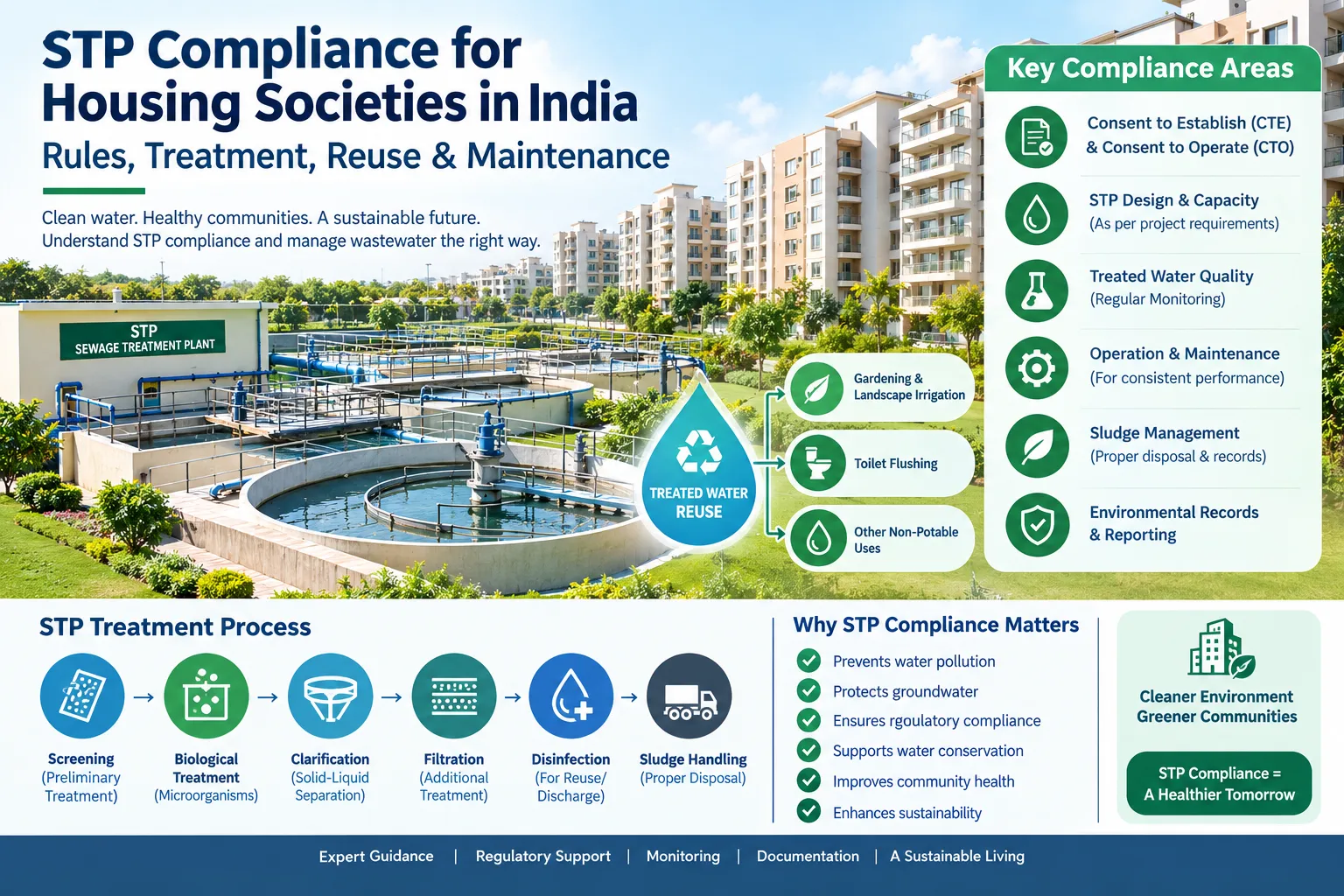 STP compliance for housing societies in India – rules, treatment, reuse and maintenance