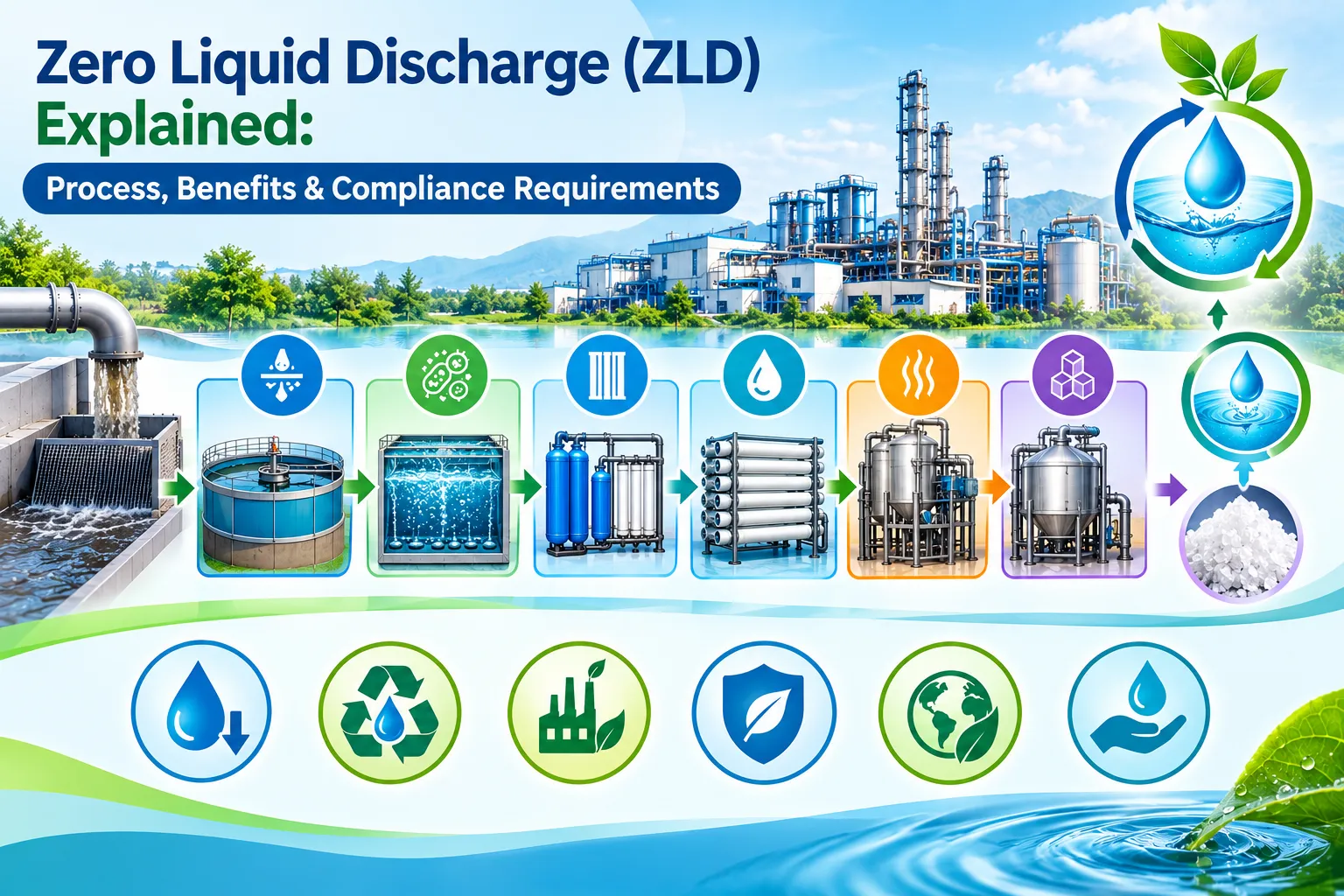 Zero Liquid Discharge (ZLD) process, benefits and compliance requirements for industrial wastewater management