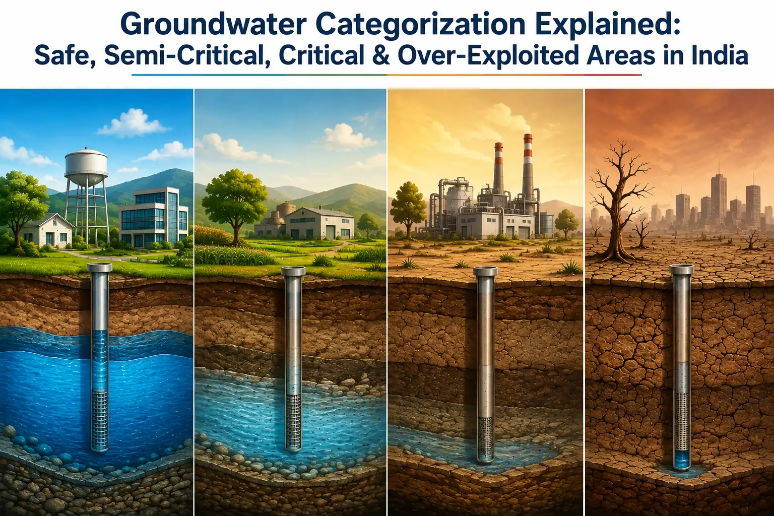Groundwater extraction and recharge comparison across different groundwater categories
