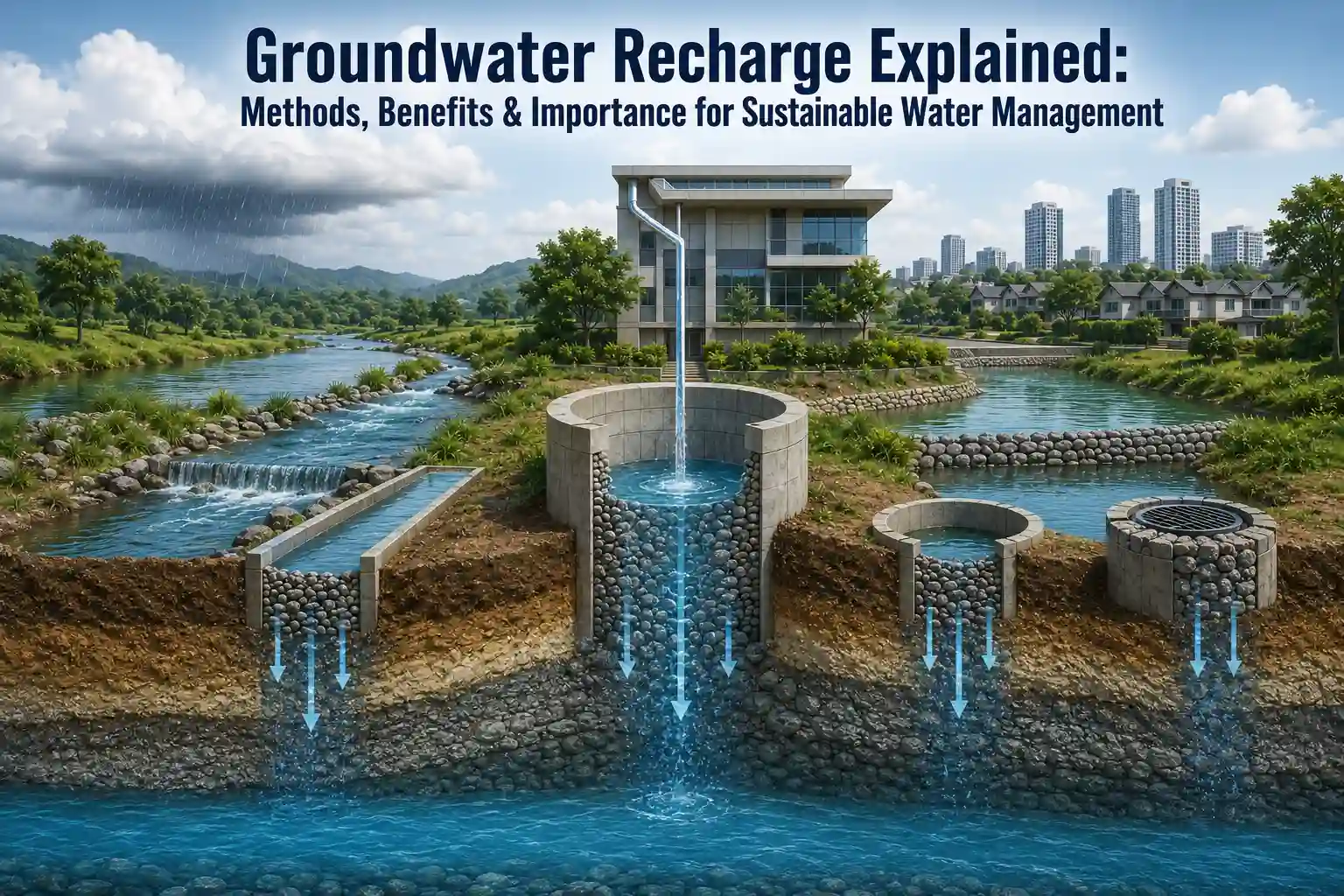 Natural groundwater recharge process through rainfall infiltration