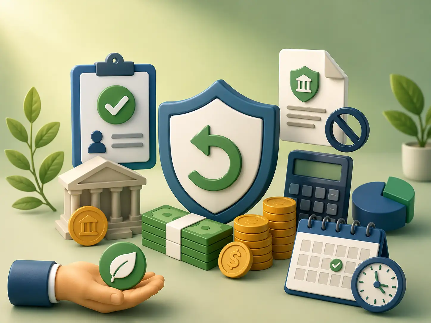 Environmental compliance and refund policy 3D illustration